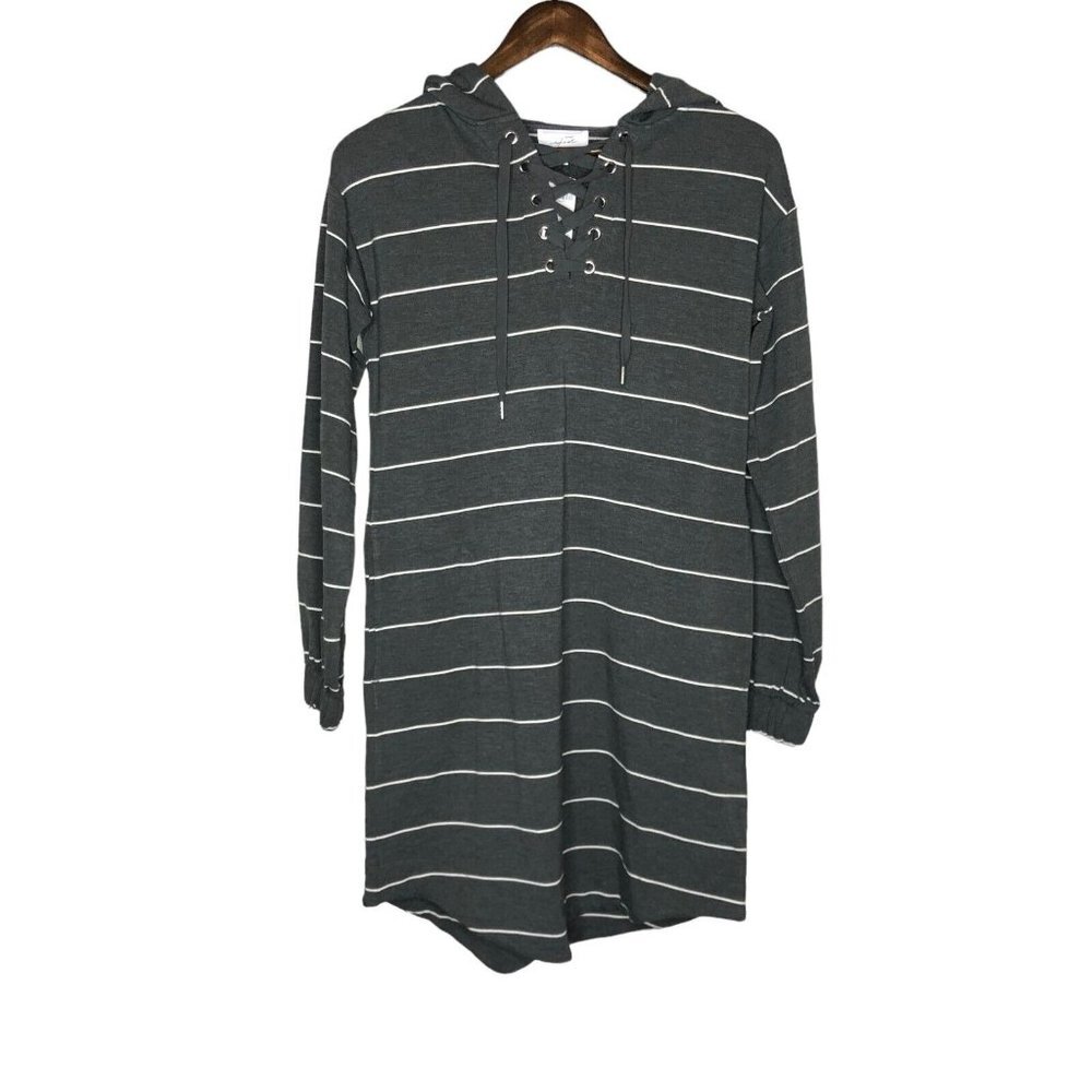 Soma Wknd Nwt Grey And White Striped Sweater Lace Up And Go Dress Size Xs
